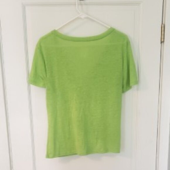 Lime green linen tshirt - Picture 2 of 4